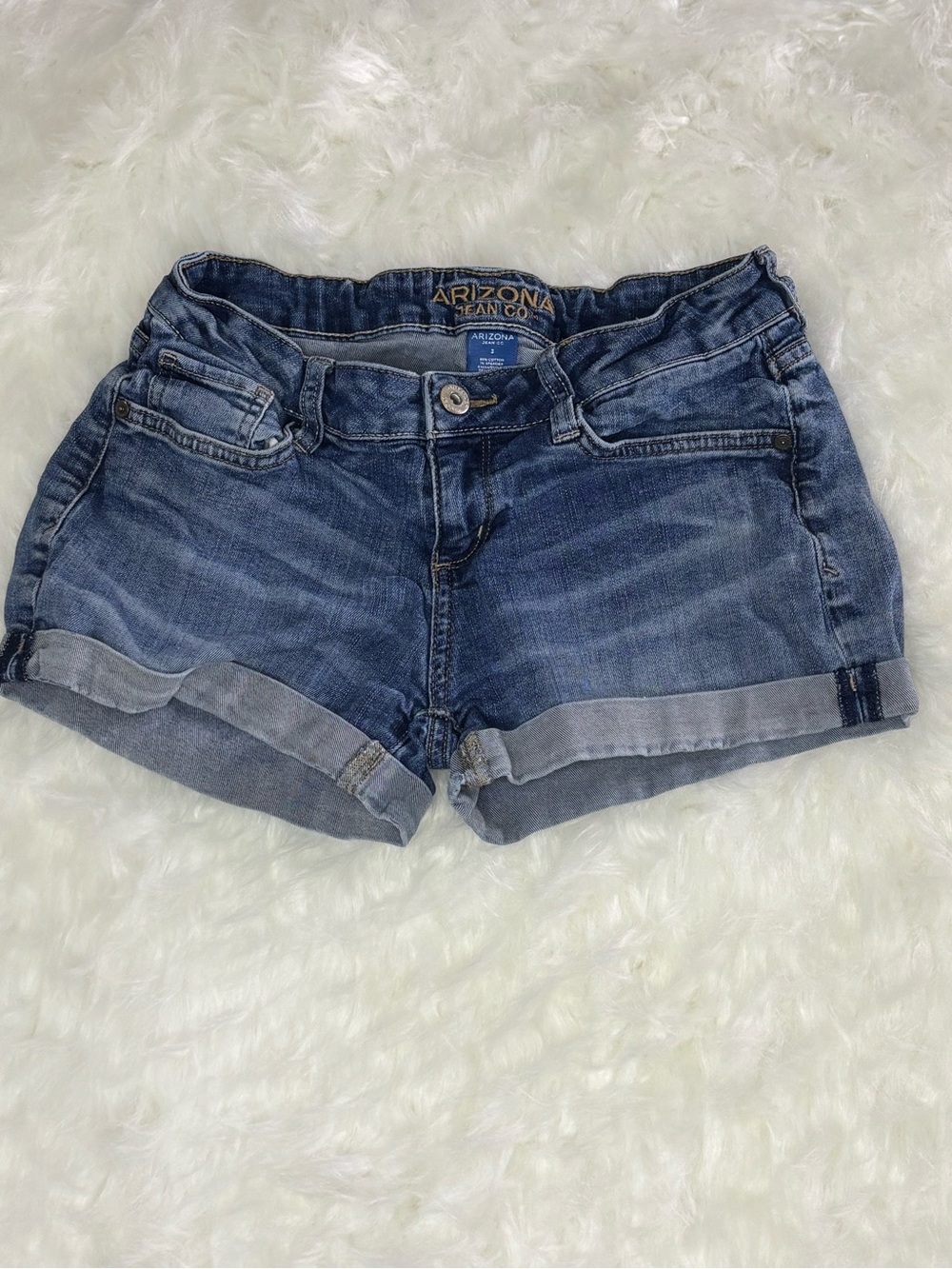 Arizona Jean Company Mid Wash Rolled Hem Denim Shorts